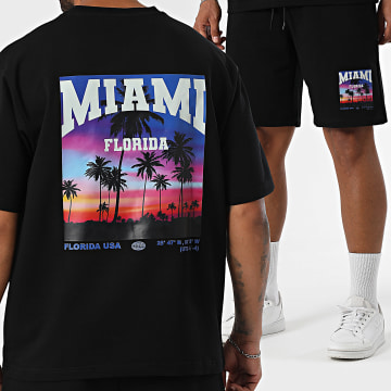 Armita - Miami 016 Set composto da maglietta grande oversize nera e pantaloncini da jogging