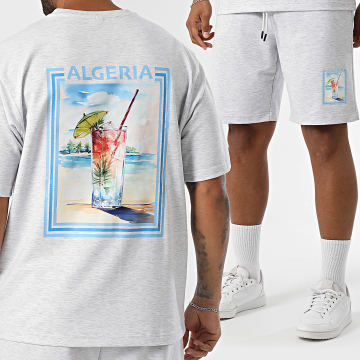 Armita - Algeria 011 Set di maglietta oversize grande e pantaloncini da jogging grigio erica