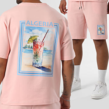Armita - Algeria 011 Set composto da maglietta grande oversize rosa e pantaloncini da jogging