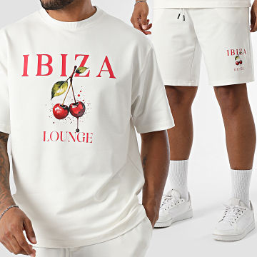 Armita - Conjunto de camiseta oversize y pantalón corto de jogging Ibiza 003 Beige Claro