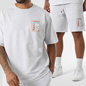 Armita - Casbah 002 Set di maglietta oversize e pantaloncini da jogging grigio erica