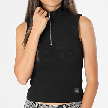 Calvin Klein - Débardeur Côtelé Col Zip Femme LV047C909G Noir