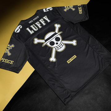 One Piece - Luffy 56 Negro Oro Blanco Una Pieza Cuello en V Camiseta de Coleccionista