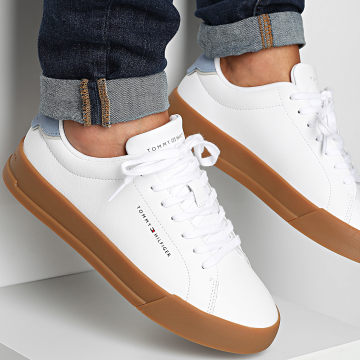 Tommy Hilfiger - Baskets Court Leather Detail Essential 5367 White Briskblue
