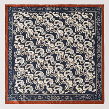 Frilivin - Foulard L01 Bleu Marine Marron Bandana