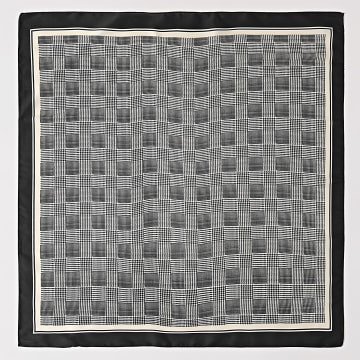 Frilivin - Foulard A Carreaux L20 Noir Beige Clair