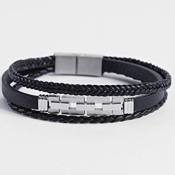 Frilivin - 932 Zwart Zilveren Multi-Rank Armband