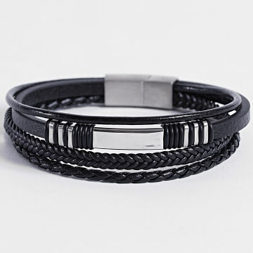Frilivin - 923 Zwart Zilveren Multi-Rank Armband