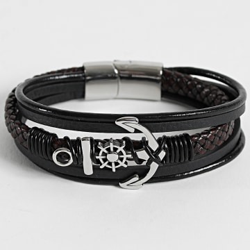 Frilivin - Bracciale a più file 903 nero marrone argentato