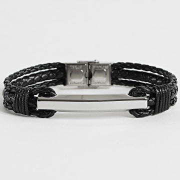 Frilivin - Gevlochten 892 Zwart Zilveren Armband