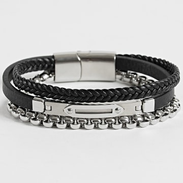 Frilivin - Bracciale a più ranghi 792 nero argentato