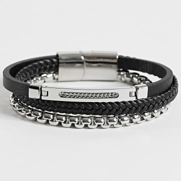 Frilivin - Bracciale a più ranghi 782 nero argentato
