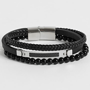 Frilivin - Bracciale a più ranghi 772 nero argentato