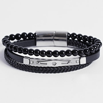 Frilivin - Bracciale a più ranghi 762 nero argentato