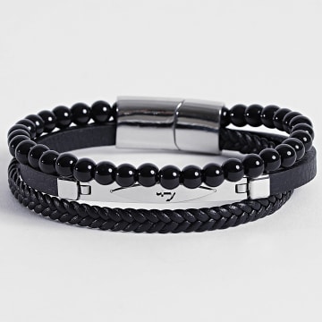 Frilivin - 752 Bracciale a più file in argento nero