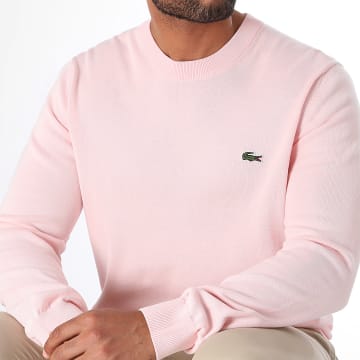 Lacoste - Pull Logo Brodé Crocodile Regular Fit Rose Clair