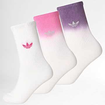 Adidas Originals - Lot De 3 Paires De Chaussettes Ombre JX5220 Blanc Rose Violet Dégradé