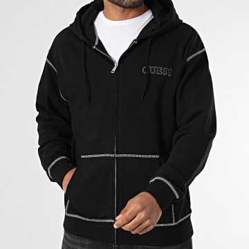 Guess - Felpa con cappuccio con zip U5RQ02-KCO31 Nero