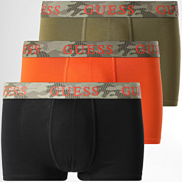 Guess - Lot De 3 Boxers U5YG03-K6YW1 Noir Orange Vert Kaki Camouflage