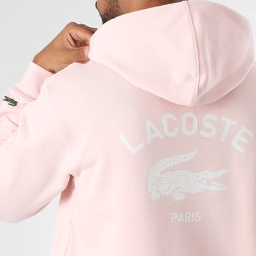 Lacoste - Sweat Capuche Logo Crocodile Rose Clair