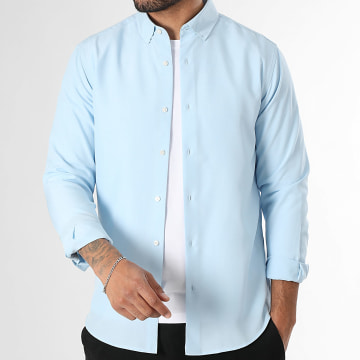 LBO - Chemise Manches Longues Effet Lin 0013 Bleu Clair