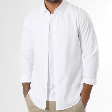 LBO - Chemise Manches Longues Effet Lin 0014 Blanc