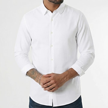 LBO - Chemise Manches Longues Effet Lin 0014 Blanc