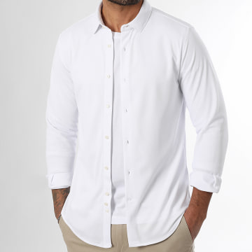 LBO - Chemise Manches Longues Pique Stretch 0019 Blanc