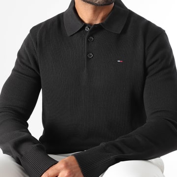 Tommy Jeans - Essential 0304 Suéter Negro Cuello Slim con Botones