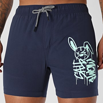 Sale Môme Paris - Short De Bain Lapin Dripping Graffiti Bleu Marine Vert Menthe