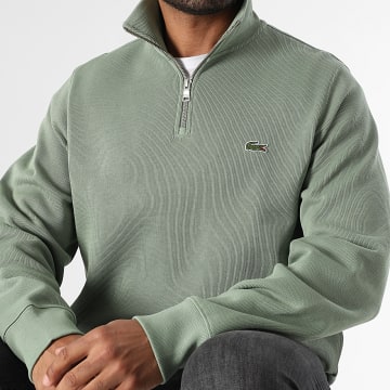 Lacoste - Classic Fit Zip Neck Sweat Top Logo Cocodrilo Bordado Verde