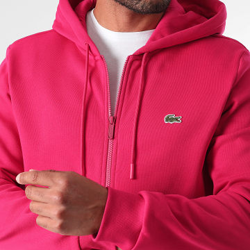 Lacoste - Sweat Zippé Capuche Logo Brodé Crocodile Classic Fit Fuchsia
