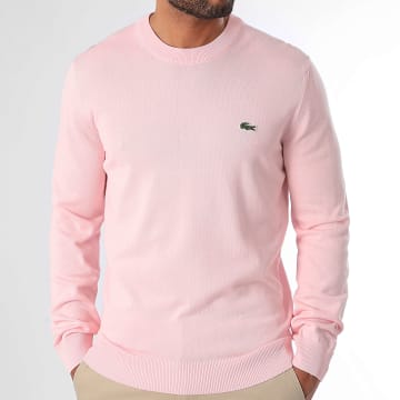 Lacoste - Maglione con logo ricamato in coccodrillo, vestibilità regolare, rosa