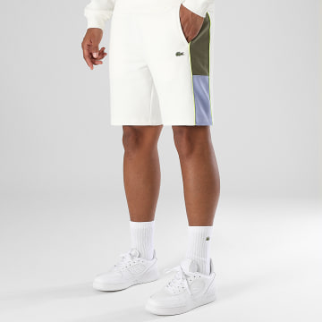 Lacoste - Short Jogging A Bandes Logo Brodé Crocodile Regular Fit Beige Clair