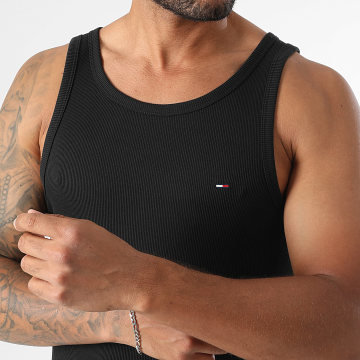 Tommy Jeans - Débardeur Côtelé Slim Classic Flag Ribbed 1927 Noir