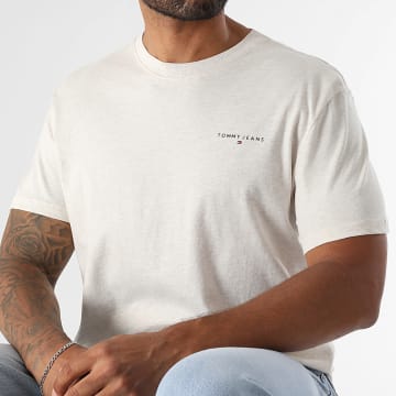 Tommy Jeans - Tee Shirt Slim Linear Chest 1780 Beige Chiné