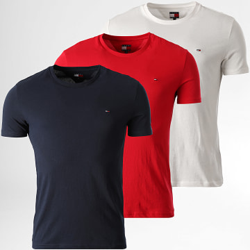 Tommy Jeans - Set di 3 camicie slim 1579 bianco rosso blu navy