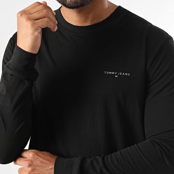 Tommy Jeans - Tee Shirt Manches Longues Slim Chest Linear 1594 Noir