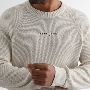 Tommy Jeans - Maglione Raglan Slim Linear 1655 Beige