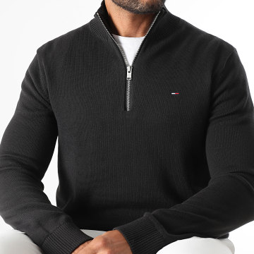 Tommy Jeans - Essential Light 1654 Jersey negro con cuello de cremallera
