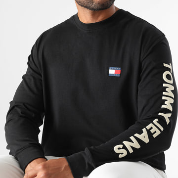 Tommy Jeans - Tee Shirt Manches Longues Pop Col 1591 Noir