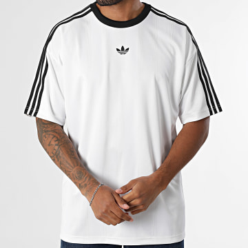 Adidas Originals - Tee Shirt A Bandes Jacquard Jersey JW5877 Blanc