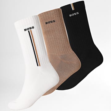 BOSS - Lot De 3 Paires De Chaussettes Vertical Line 50543645 Noir Beige Blanc