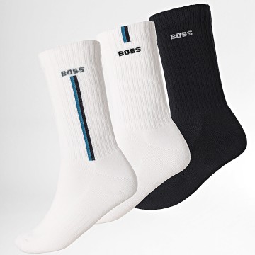 BOSS - Lot De 3 Paires De Chaussettes Vertical Line 50543645 Blanc Bleu Marine