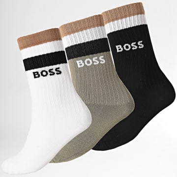 BOSS - Lot De 3 Paires De Chaussettes Rib Icon CC 50543647 Blanc Noir Vert Kaki