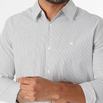 Calvin Klein - Chemise Manches Longues Slim Thin Stripe Stretch LV040BM108 Blanc Noir