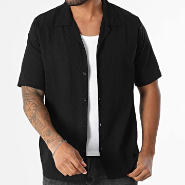 KZR - 235 Zwart Geborduurd Shirt met Korte Mouw