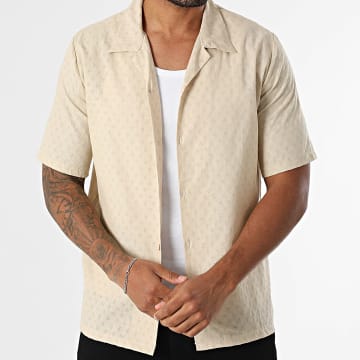KZR - 235 Geborduurd shirt met korte mouwen in beige