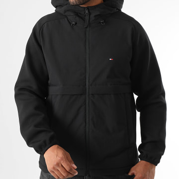 Tommy Hilfiger - Chaqueta cortavientos con capucha y cremallera Performance Mixmedia 9870 Negro
