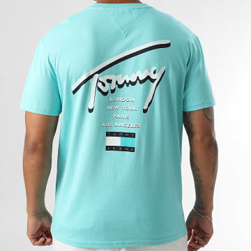 Tommy Jeans - City 1934 Signature Tee Shirt Blu turchese